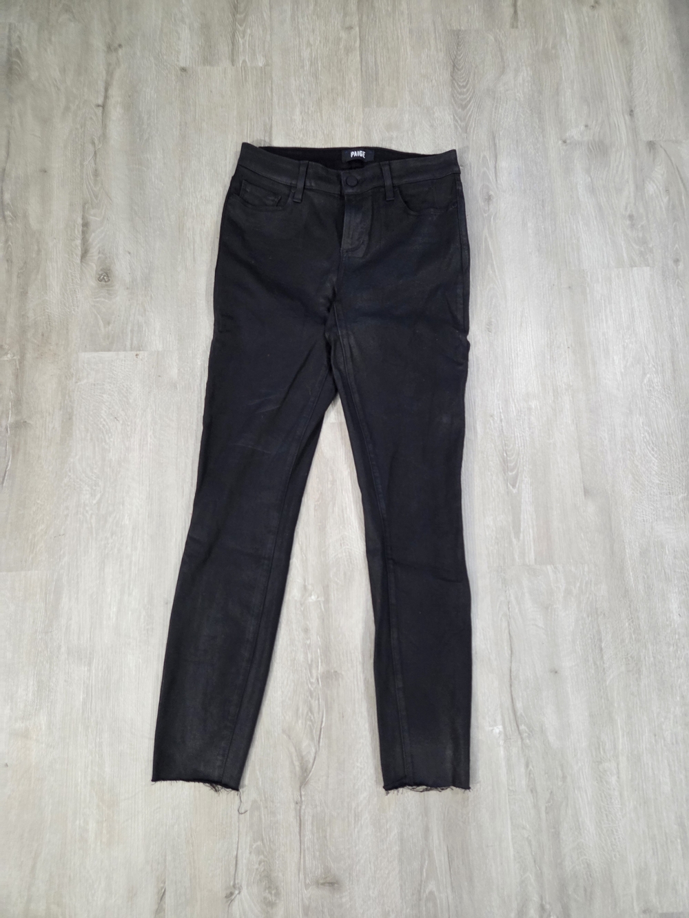 PAIGE Black Coated Skinny Jeans
